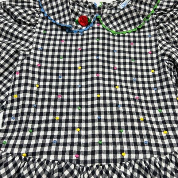 Mousefeathers Vintage Ruffled Tiered Checkered Midi Dress Juniors 8 Cottagecore - Picture 6 of 13